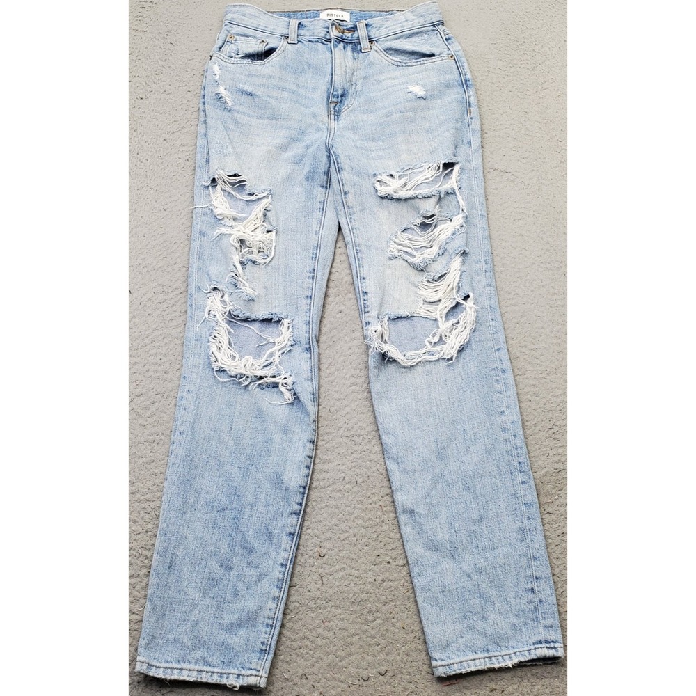 Pistola Jeans Womens 25 Blue Denim Skinny Leg Medium‎ Wash Ripped Distressed